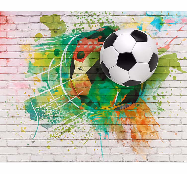 Mural para dormitorio juvenil balón de fútbol multicolor - TenVinilo