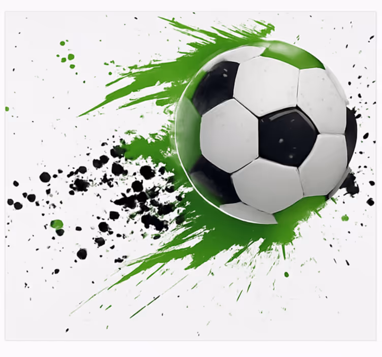 Mural para dormitorio juvenil balón de fútbol verde - TenVinilo