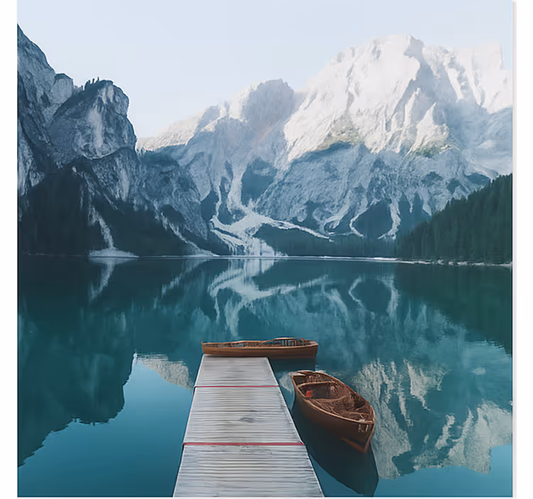 Fotomural montañas lago di braies, dolomitas - TenVinilo