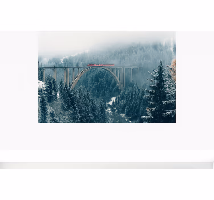 Fotomural montañas tren cruzando los alpes suizos - TenVinilo