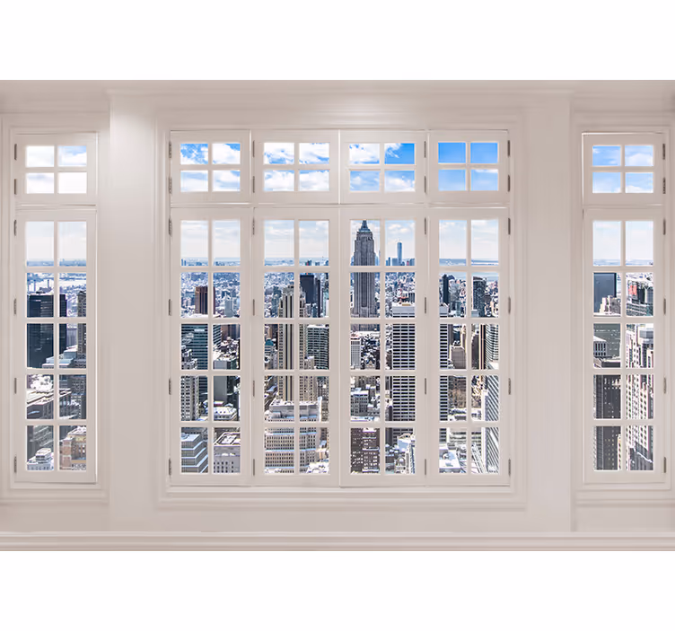 Papel pintado salón ventana a Nueva York - TenVinilo