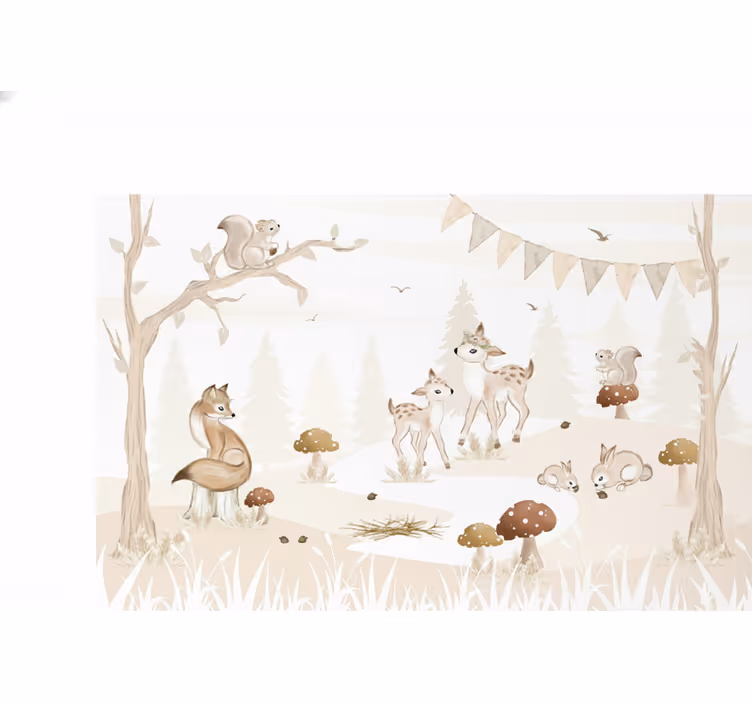 Papel pintado bosque habitación infantil encantadora - TenVinilo