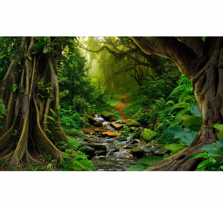 Papel pintado bosque oasis del bosque tropical - TenVinilo
