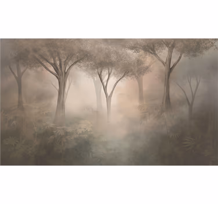 Papel pintado bosque bosque sepia nebuloso - TenVinilo