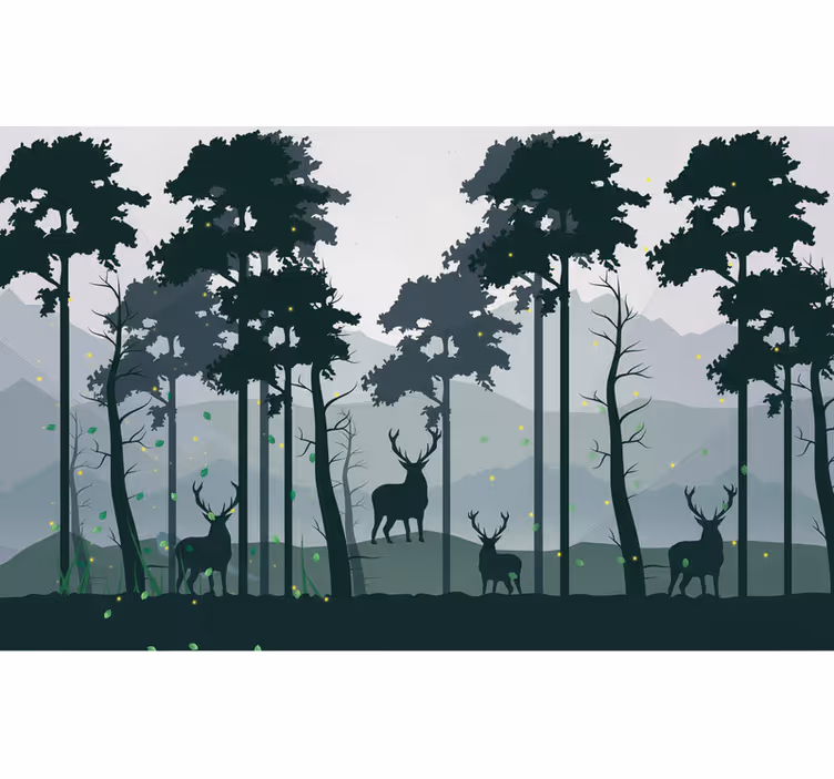 Papel pintado bosque silueta bosque escandinavo - TenVinilo