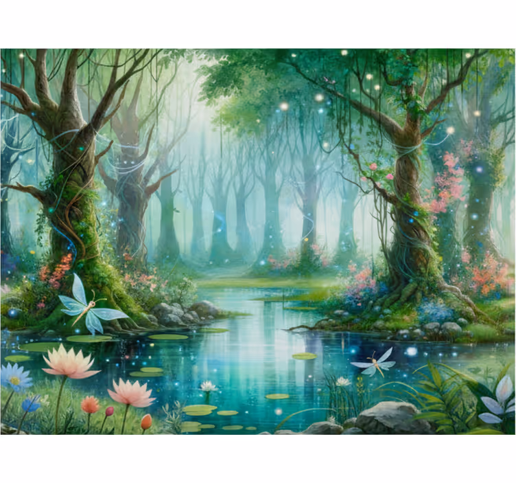 Papel pintado bosque mural de hadas caprichosas - TenVinilo
