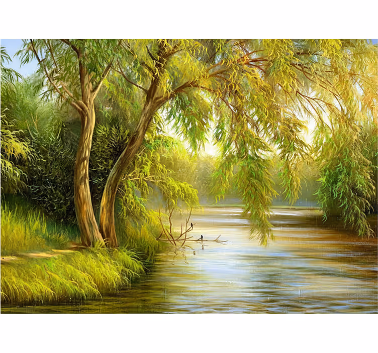 Papel pintado bosque sauce del río sereno - TenVinilo