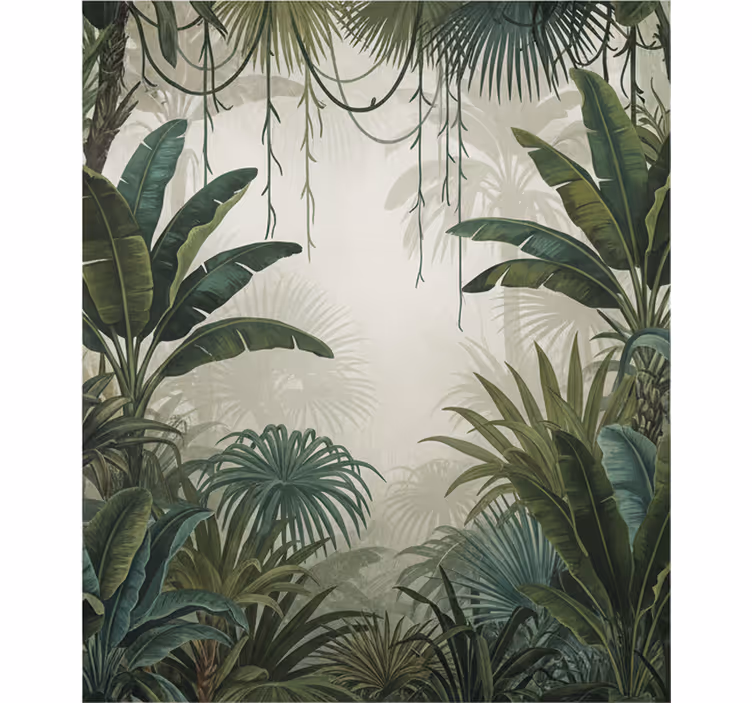 Papel pintado bosque retiro de selva retro - TenVinilo