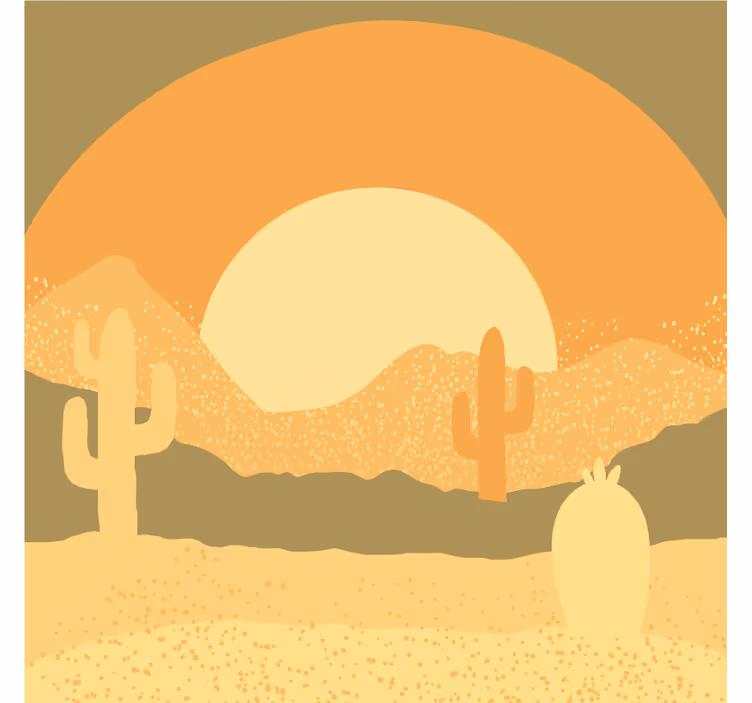 Fotomural desierto atardecer y silueta de cactus - TenVinilo