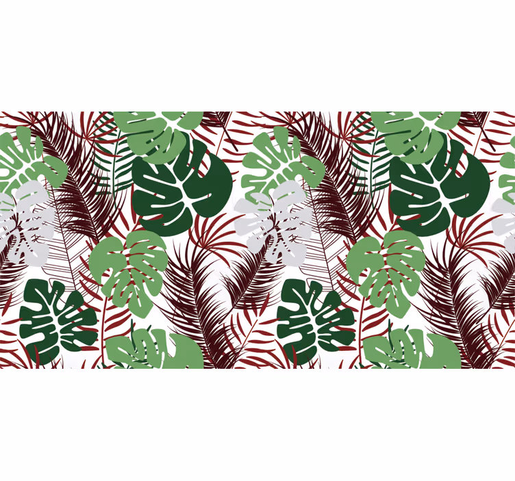 Fotomural selva hojas de monstera con ramas rojas - TenVinilo
