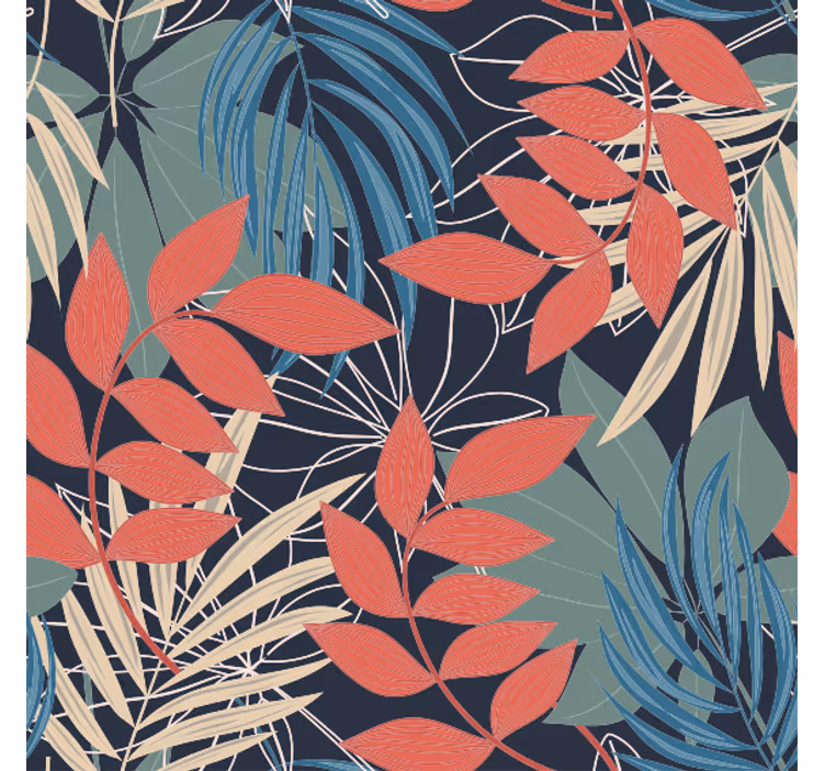 Fotomural selva patrón de fauna y flora elegante - TenVinilo