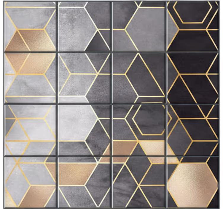 Mural para baño hexágonos negros y grises - TenVinilo