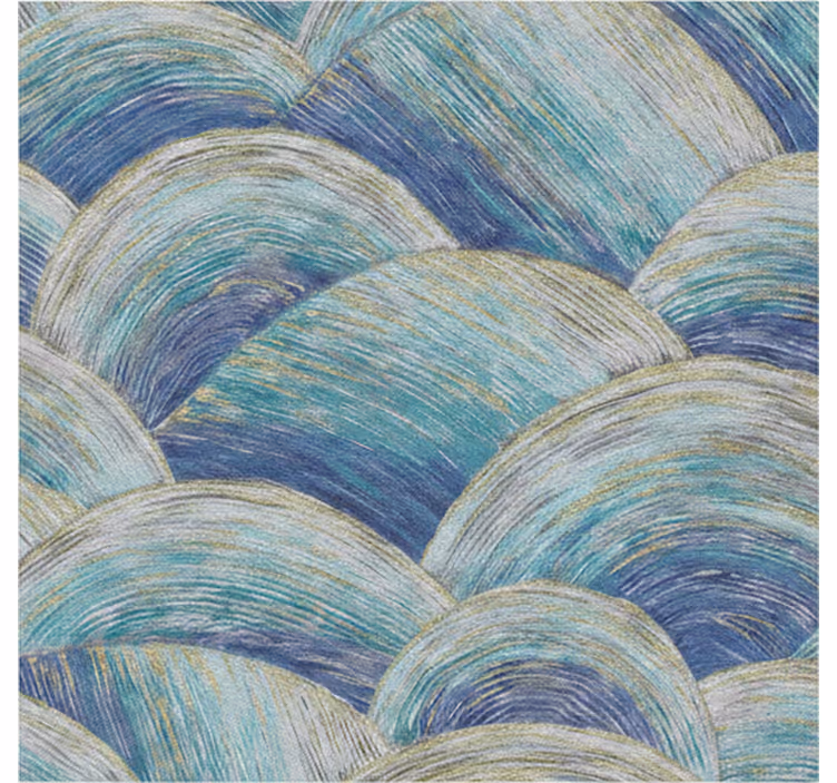 Mural para baño formas azules y doradas - TenVinilo