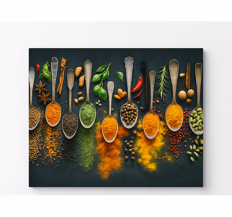 Mural para cocina especias en cucharas - TenVinilo