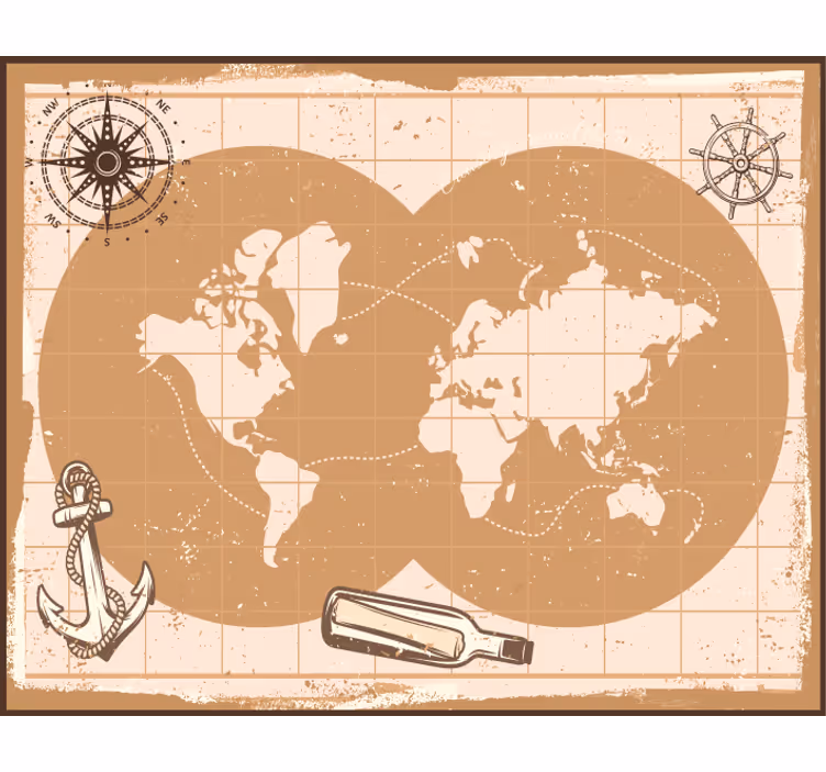 Papel mural beige alfombrilla de ratón mapa mundi - TenVinilo