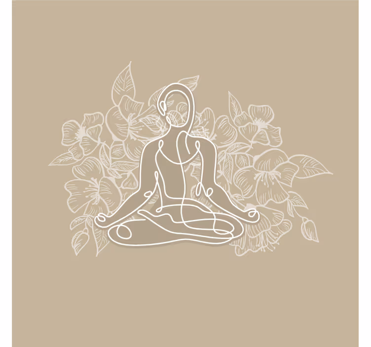 Papel mural beige mujer meditando en esterilla - TenVinilo