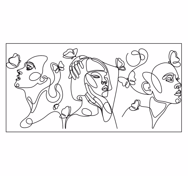 Papel mural blanco silueta de tres mujeres vinilos 3 - TenVinilo
