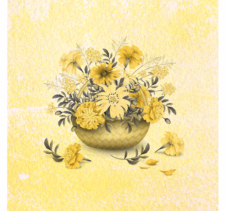 Papel mural amarillo flores bonitas - TenVinilo