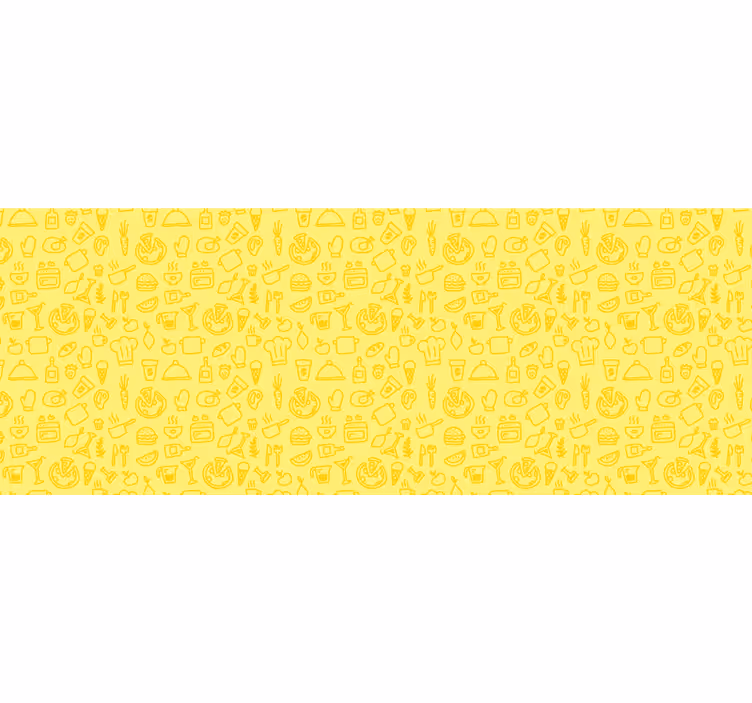 Papel mural amarillo patrón de cocina miniatura - TenVinilo