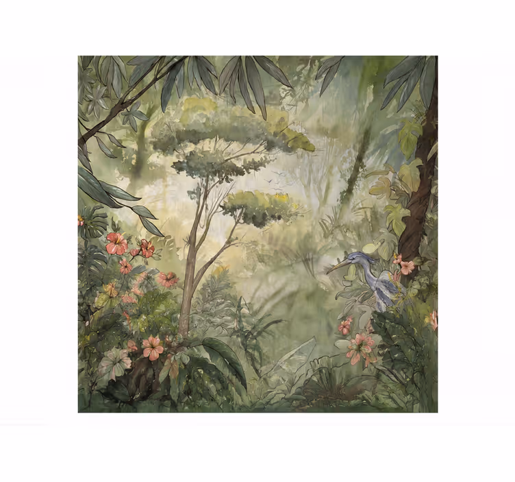 Papel pintado naturaleza aquarella selva tropical - TenVinilo