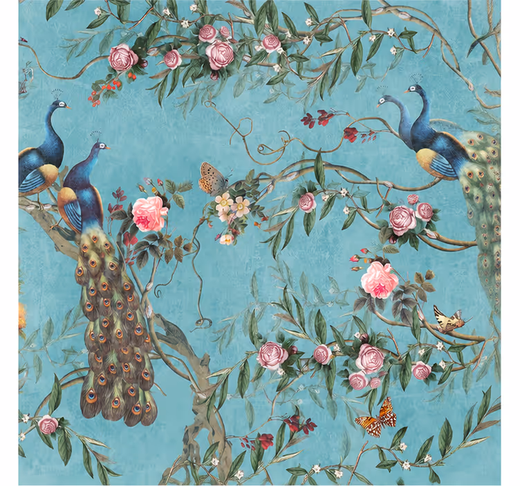 Papel pintado naturaleza selva del pavo real - TenVinilo