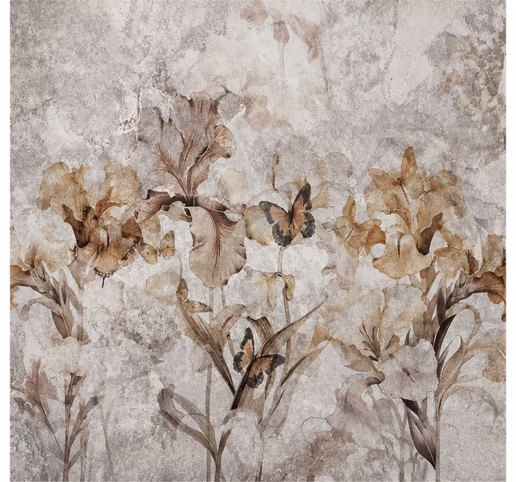 Papel pintado naturaleza flores de otoño acogedoras - TenVinilo