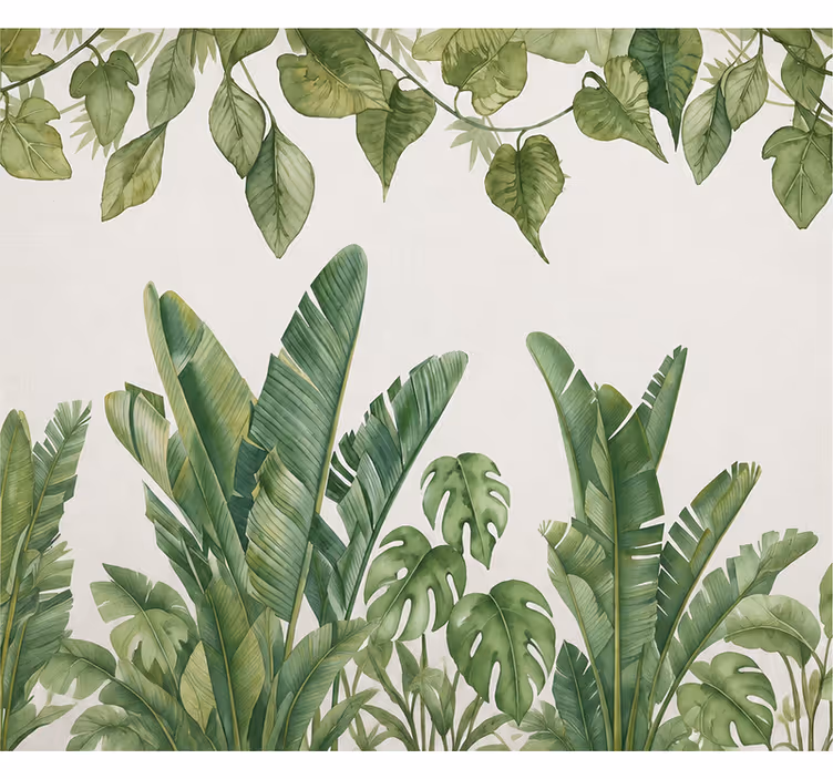 Papel pintado naturaleza hojas verdes grandes - TenVinilo