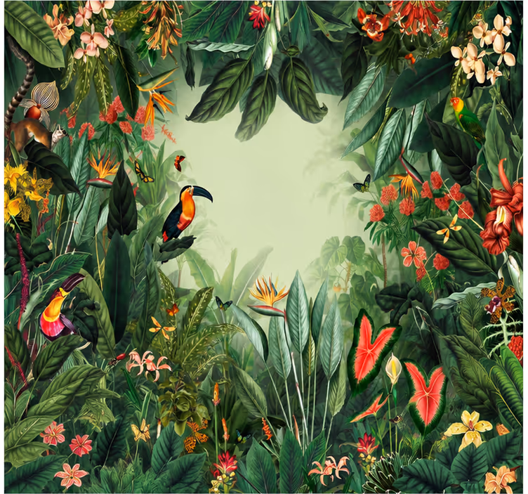 Papel pintado naturaleza jardín exótico - TenVinilo