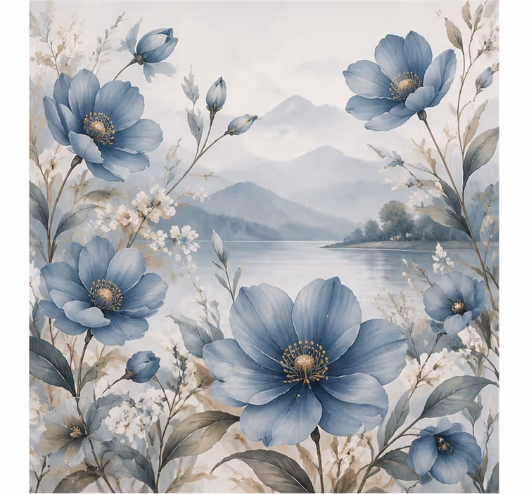 Papel pintado naturaleza flor azul - TenVinilo
