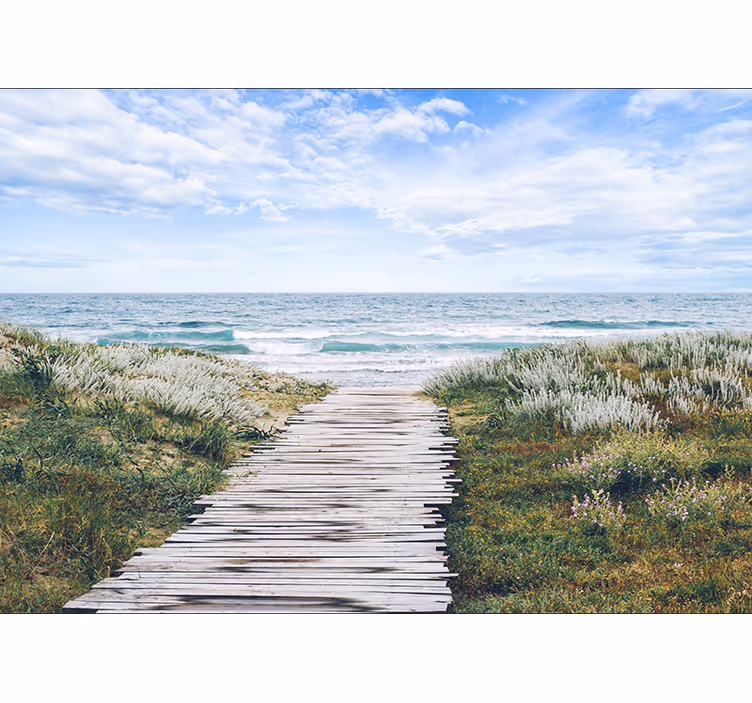 Papel pintado paisaje pasarela al mar - TenVinilo