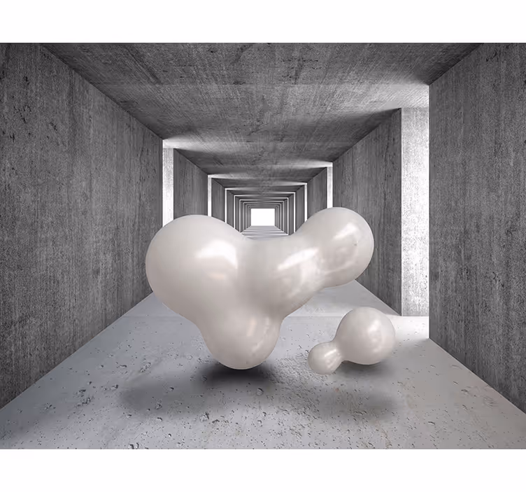 Papel pintado 3D túnel con bolas flotantes - TenVinilo