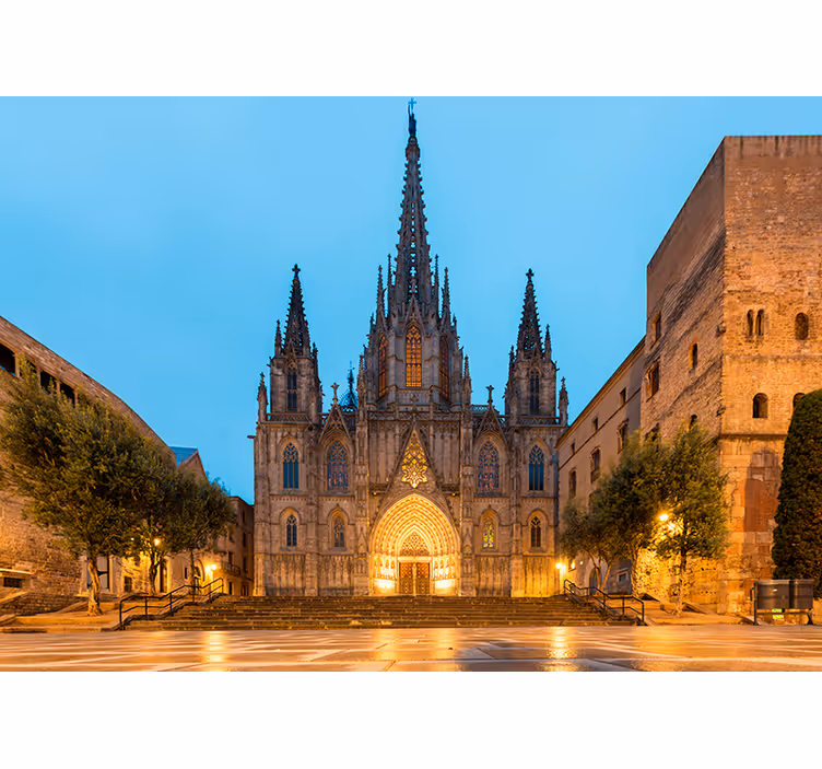 Fotomural ciudad Barcelona catedral atardecer - TenVinilo