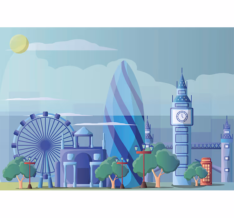Mural infantil pared Londres azul - TenVinilo