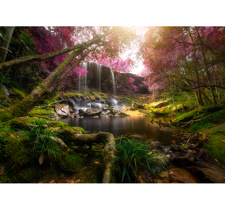 Fotomural bosque salvaje con cascada - TenVinilo