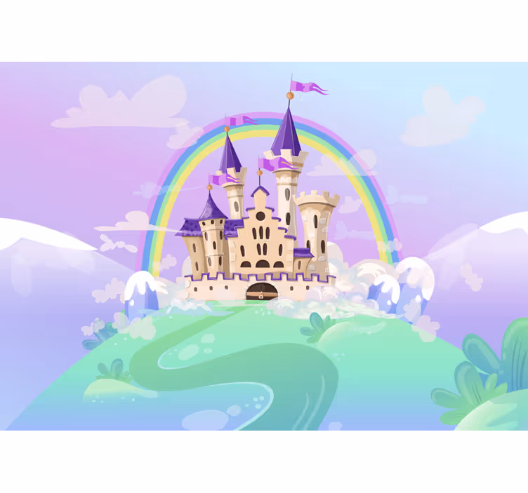 Mural infantil pared castillo de princesa - TenVinilo
