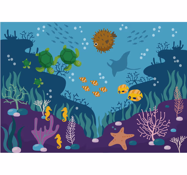 Mural infantil pared  de mar pez en el agua - TenVinilo