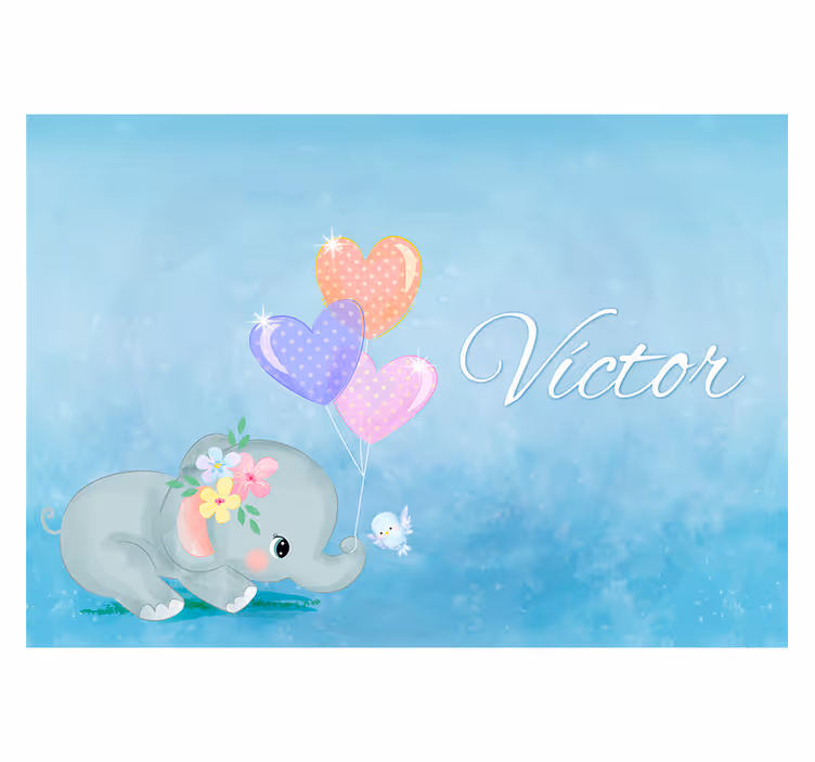 Papel pintado infantil elefante personalizable - TenVinilo