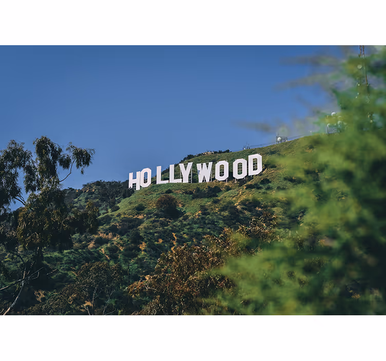 Fotomural ciudad paisaje del letrero de hollywood - TenVinilo