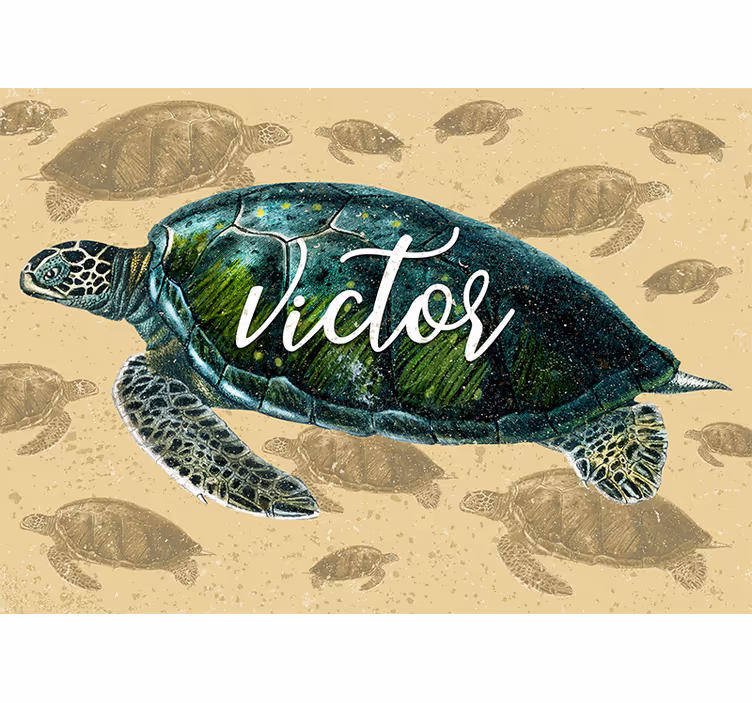Papel pintado dormitorio tortuga marina con nombre - TenVinilo