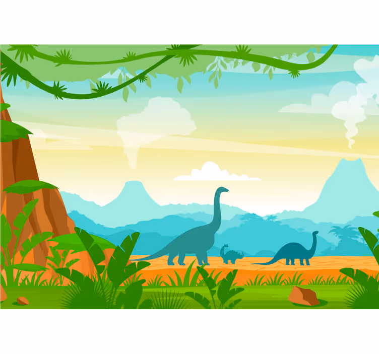 Fotomural selva dinosaurios en la jungla - TenVinilo
