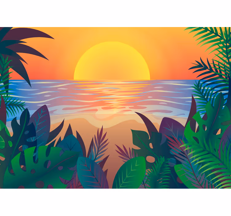 Fotomural naturaleza paisaje tropical al atardecer - TenVinilo