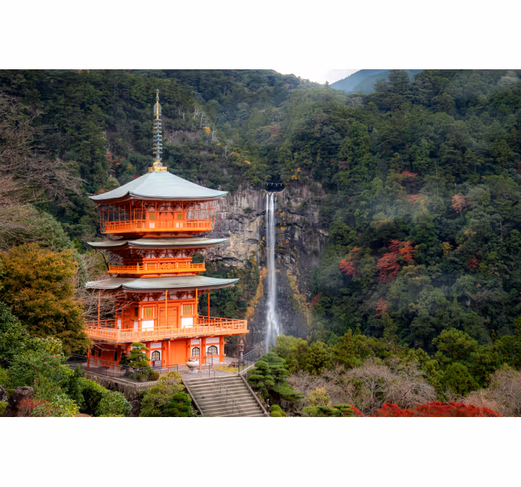 Papel pintado paisaje pagoda japonesa histórica - TenVinilo