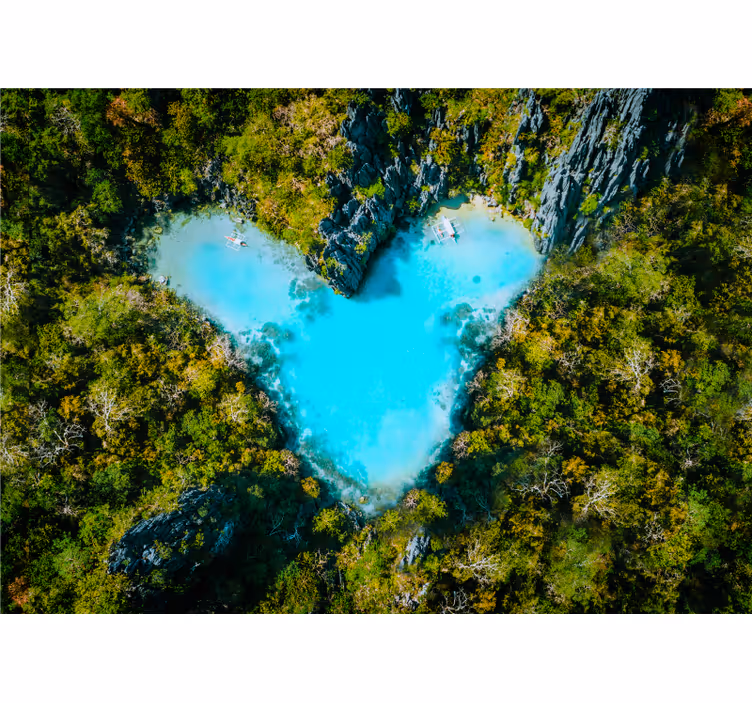 Fotomural de amor laguna en forma de corazón - TenVinilo