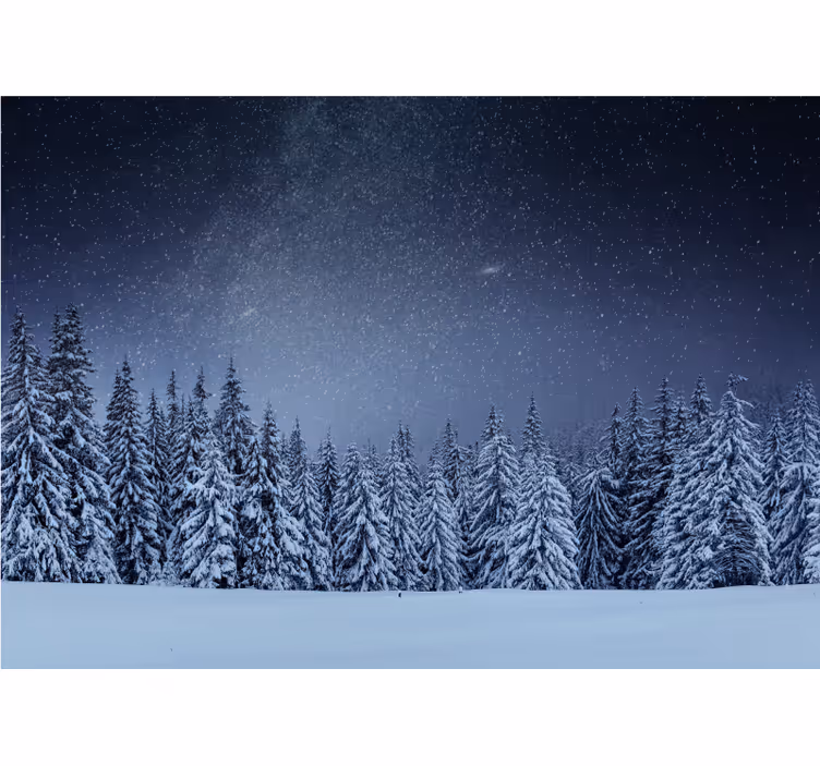 Fotomural naturaleza paisaje de pinos nevados - TenVinilo
