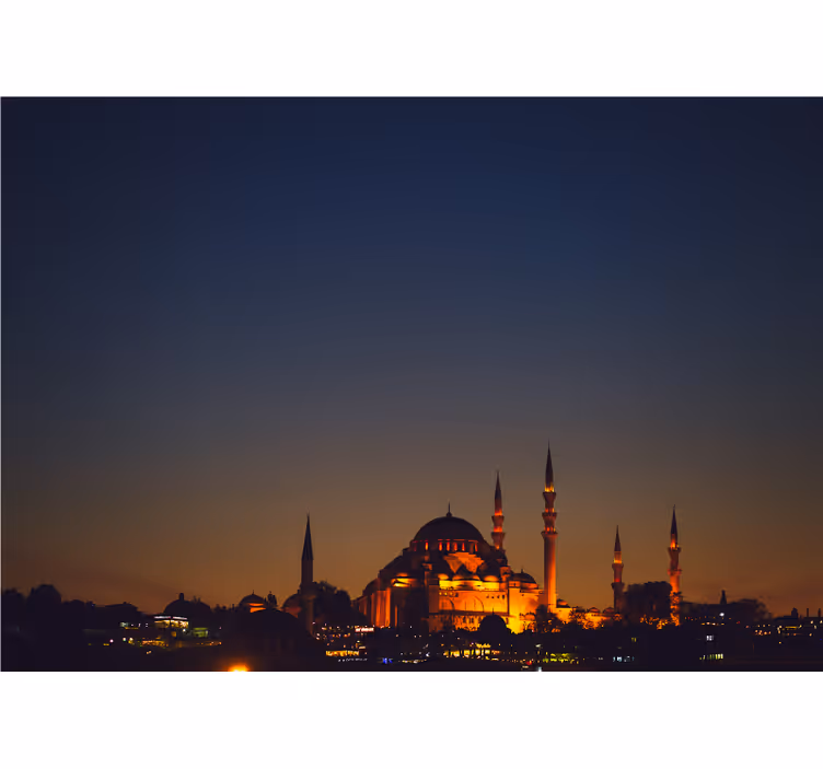 Fotomural ciudad mezquita del sultán ahmet al atardecer - TenVinilo