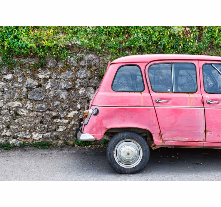 Fotomural vehículo coche vintage rosa - TenVinilo