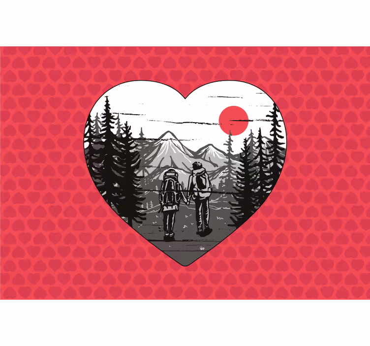 Fotomural de amor aventura del corazón en la montaña - TenVinilo