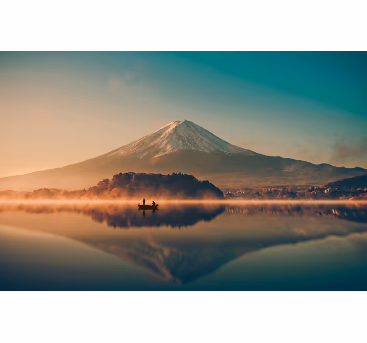 Papel pintado paisaje reflejo del monte fuji - TenVinilo