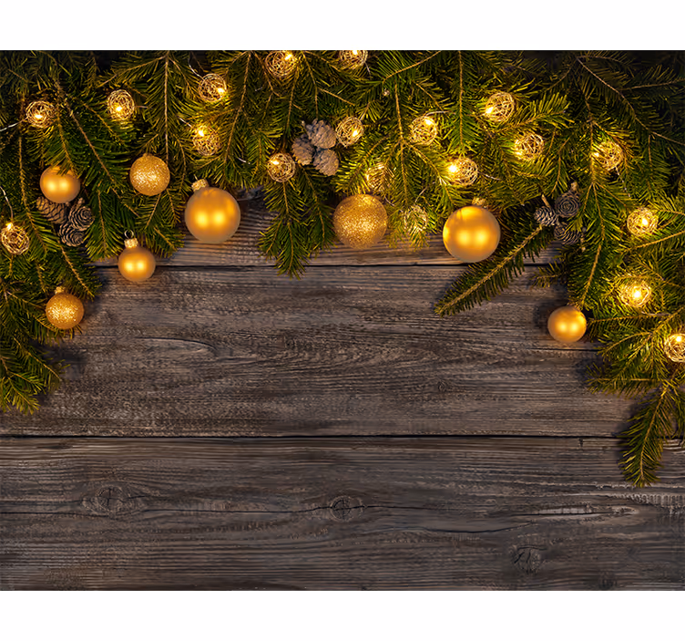 Mural de pared navidad elegancia navideña dorada - TenVinilo