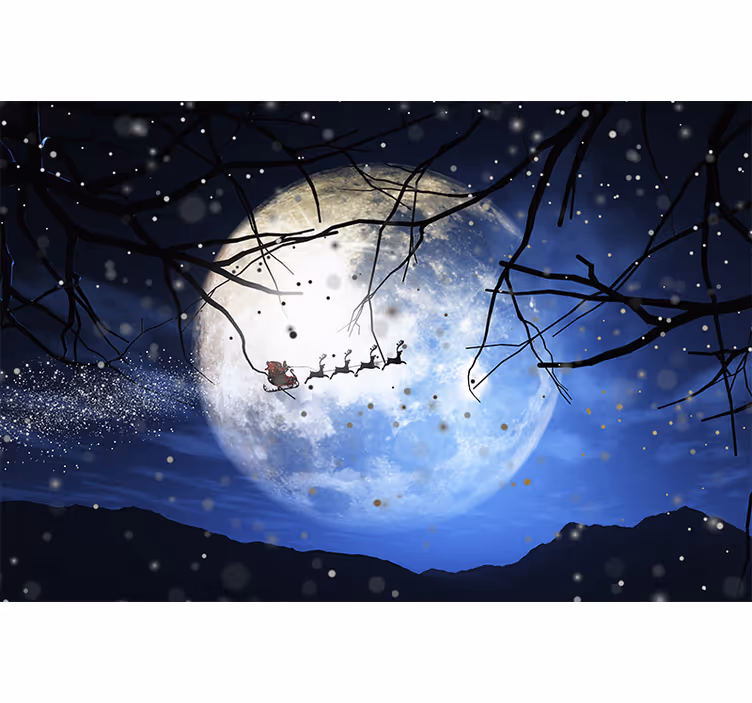 Mural de pared navidad el viaje nocturno de papá noel - TenVinilo
